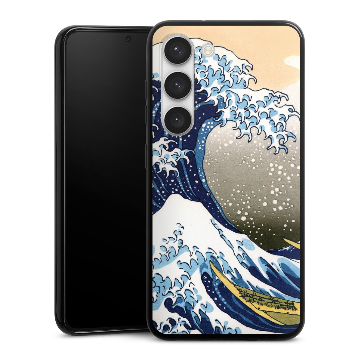 Galaxy S23 Handy Silikon Hülle Case schwarz Handyhülle Kunst Katsushika Hokusai Die Große Welle Vor Kanagawa