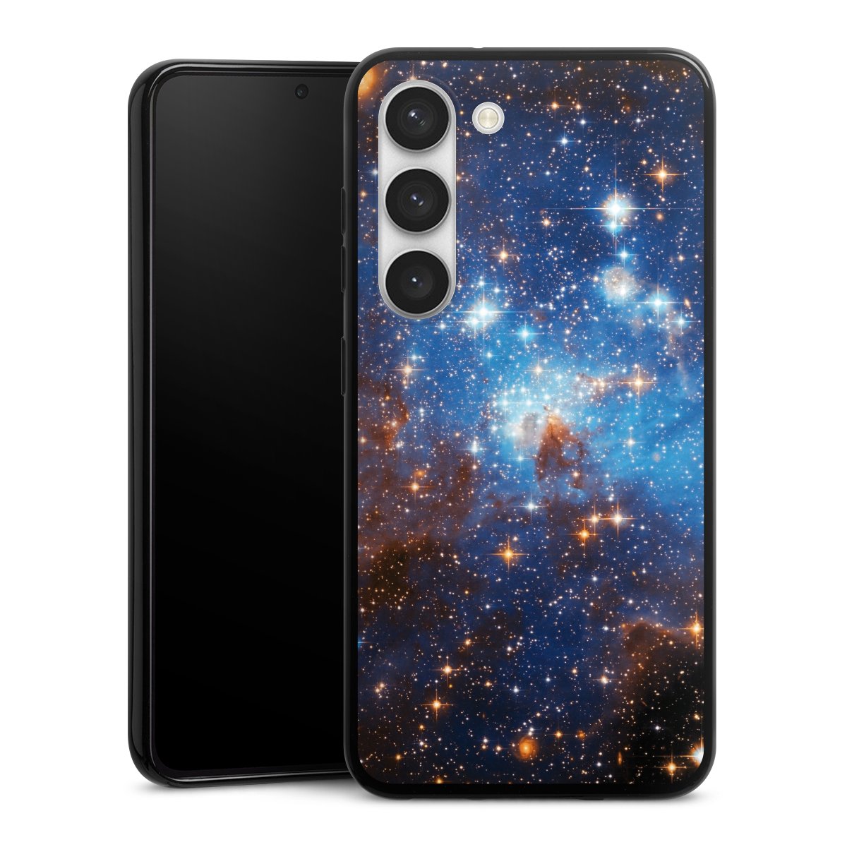 Galaxy S23 Handy Silikon Hülle Case schwarz Handyhülle Star Weltall Galaxy