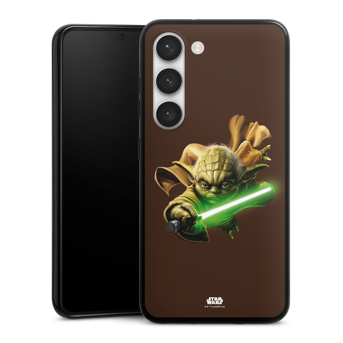 Galaxy S23 Handy Silikon Hülle Case schwarz Handyhülle Yoda Merchandise Star Wars