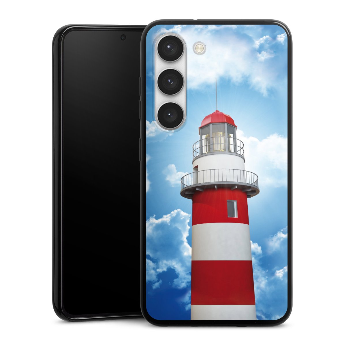 Galaxy S23 Handy Silikon Hülle Case schwarz Handyhülle Lighthouse Sky Cloud