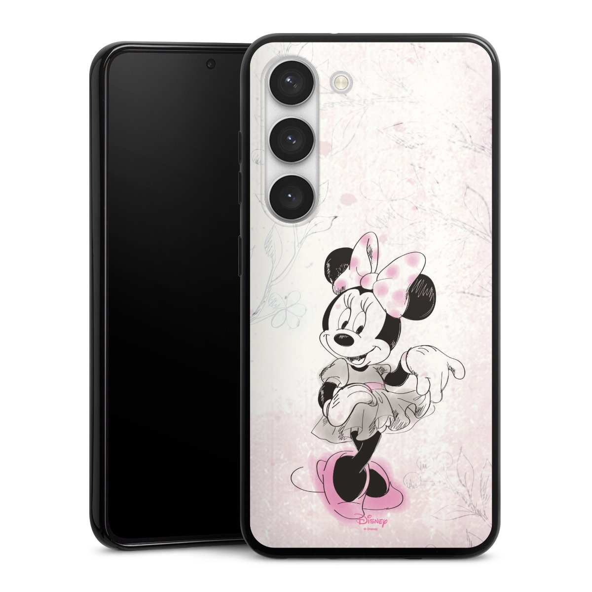 Galaxy S23 Handy Silikon Hülle Case schwarz Handyhülle Disney Minnie Mouse Vintage