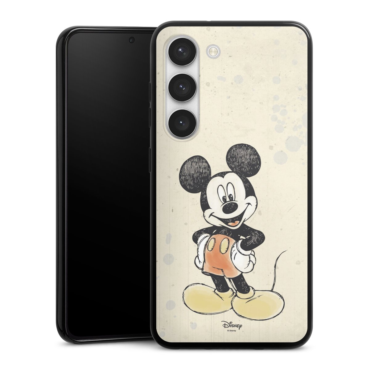 Galaxy S23 Handy Silikon Hülle Case schwarz Handyhülle Water Colour Mickey & Minnie Mouse Official Licensed Product