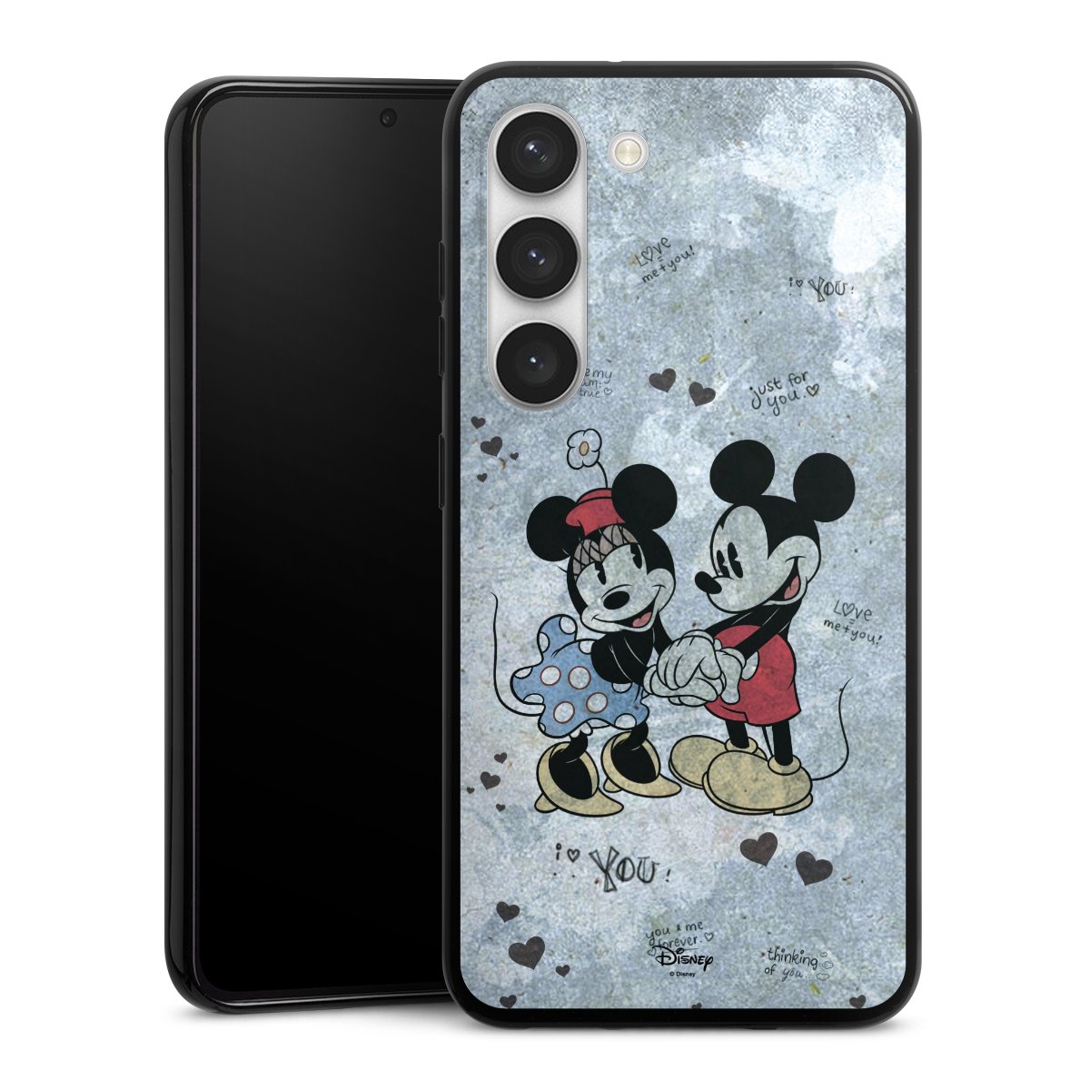 Galaxy S23 Handy Silikon Hülle Case schwarz Handyhülle Mickey & Minnie Mouse Vintage Disney