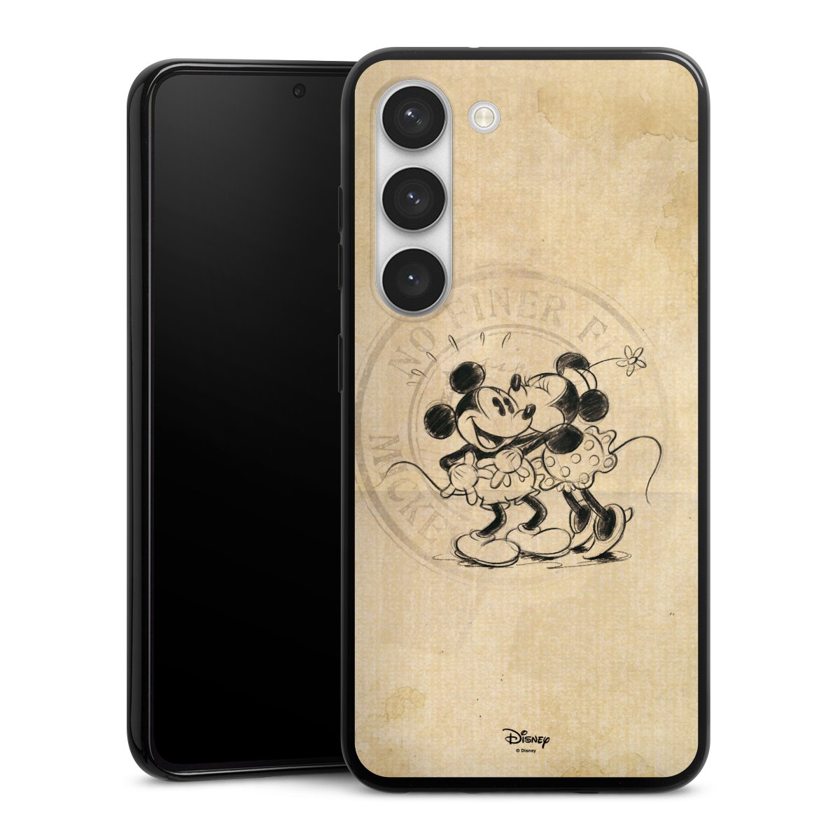 Galaxy S23 Handy Silikon Hülle Case schwarz Handyhülle Mickey Mouse Vintage Minnie Mouse