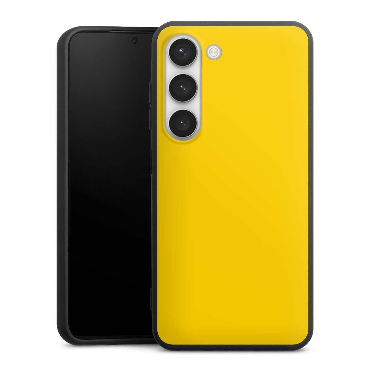 Galaxy S23 Handy Premium Silikon Hülle Handyhülle schwarz Case Yellow Unicoloured Colour Silikon Premium Case