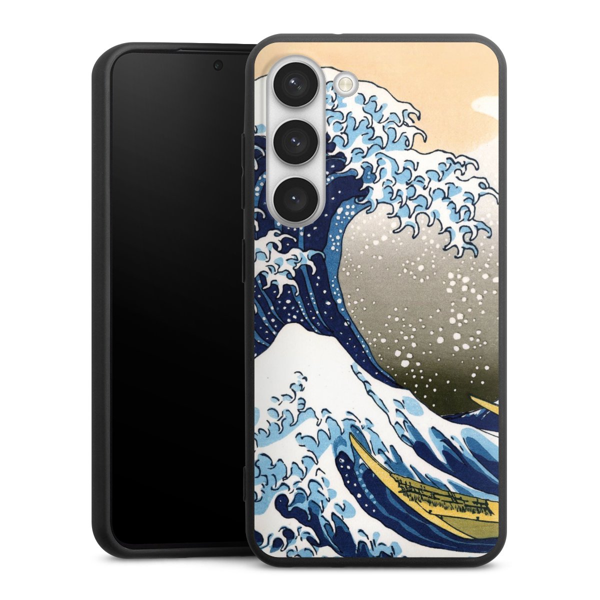 Galaxy S23 Handy Premium Silikon Hülle Handyhülle schwarz Case Kunst Katsushika Hokusai Die Große Welle Vor Kanagawa Silikon Premium Case