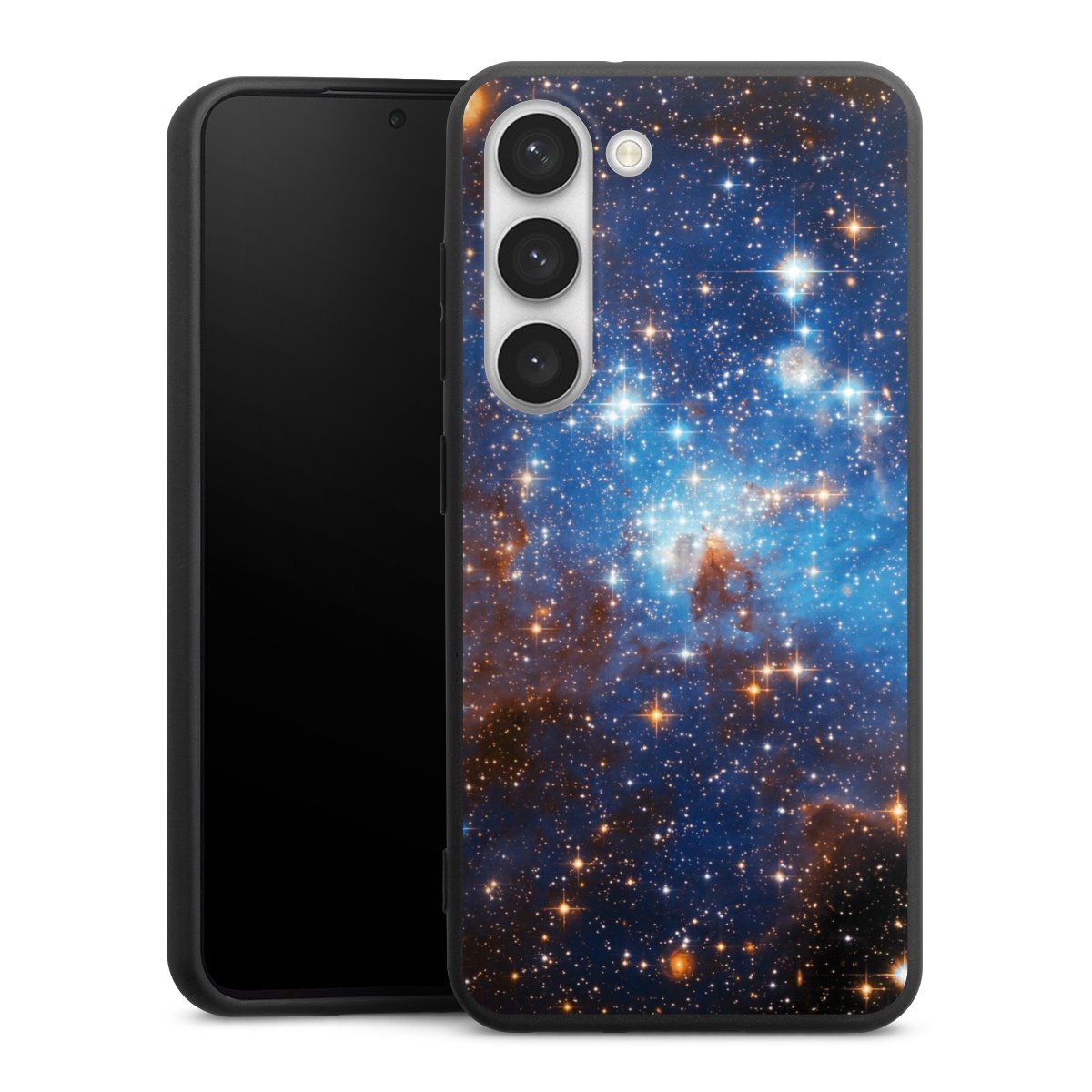 Galaxy S23 Handy Premium Silikon Hülle Handyhülle schwarz Case Star Weltall Galaxy Silikon Premium Case