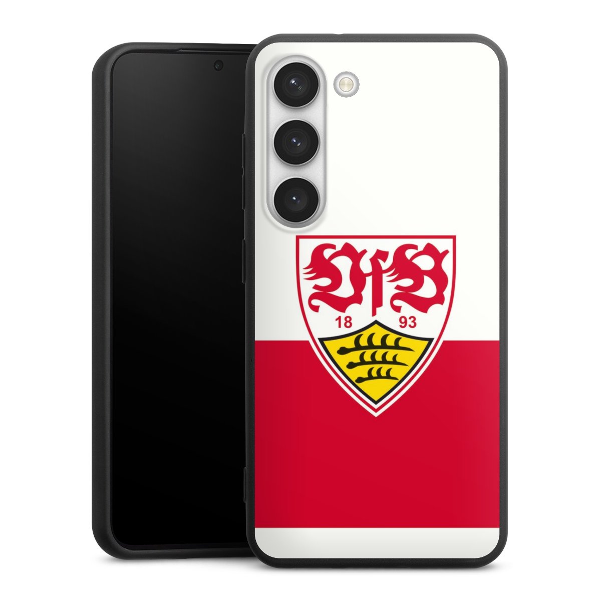 Galaxy S23 Handy Premium Silikon Hülle Handyhülle schwarz Case Official Licensed Product Logo Vfb Stuttgart Silikon Premium Case