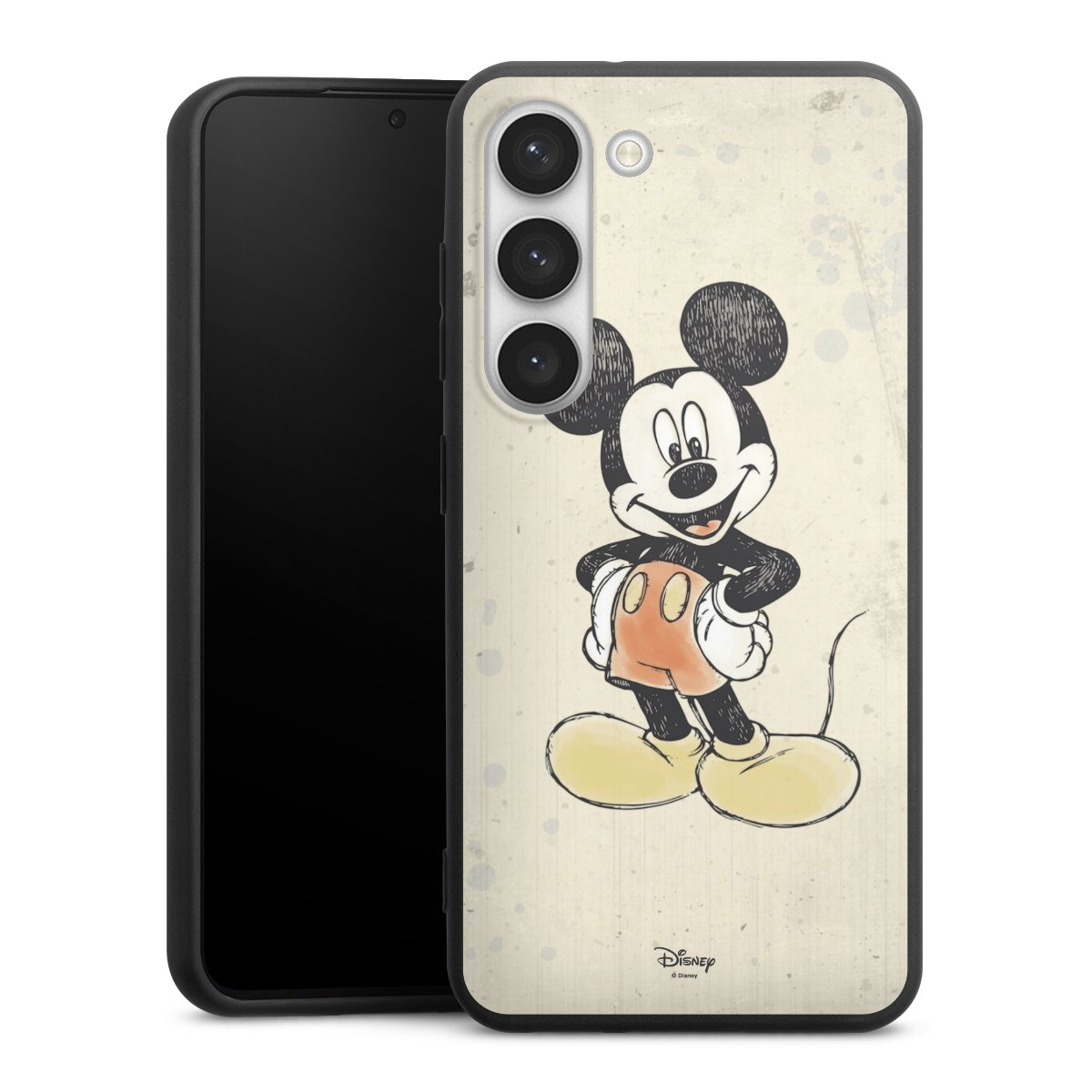 Galaxy S23 Handy Premium Silikon Hülle Handyhülle schwarz Case Water Colour Mickey & Minnie Mouse Official Licensed Product Silikon Premium Case