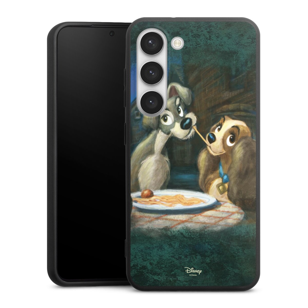 Galaxy S23 Handy Premium Silikon Hülle Handyhülle schwarz Case Lady And The Tramp Official Licensed Product Disney Silikon Premium Case