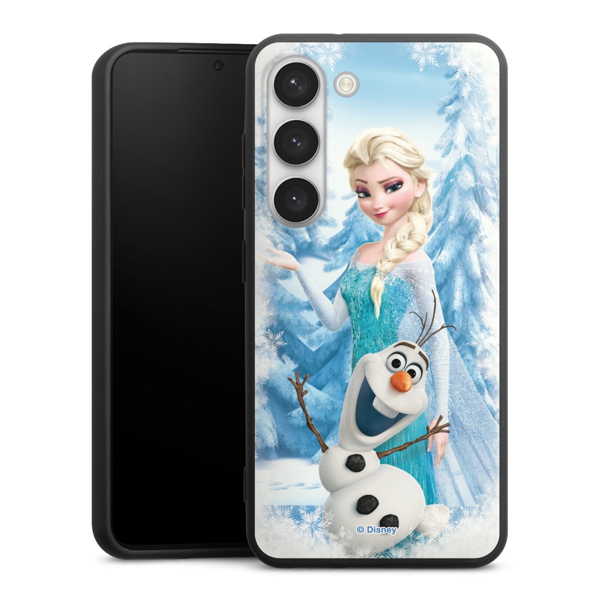 Galaxy S23 Handy Premium Silikon Hülle Handyhülle schwarz Case Official Licensed Product Frozen Elsa Disney Silikon Premium Case