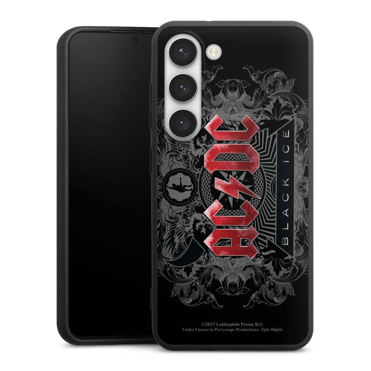 Galaxy S23 Handy Premium Silikon Hülle Handyhülle schwarz Case Merchandise Black Ice Acdc Silikon Premium Case