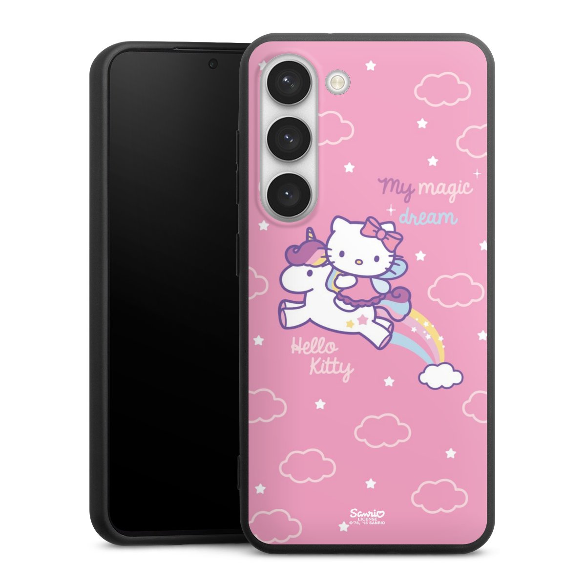 Galaxy S23 Handy Premium Silikon Hülle Handyhülle schwarz Case Einhorn Official Licensed Product Hello Kitty Silikon Premium Case