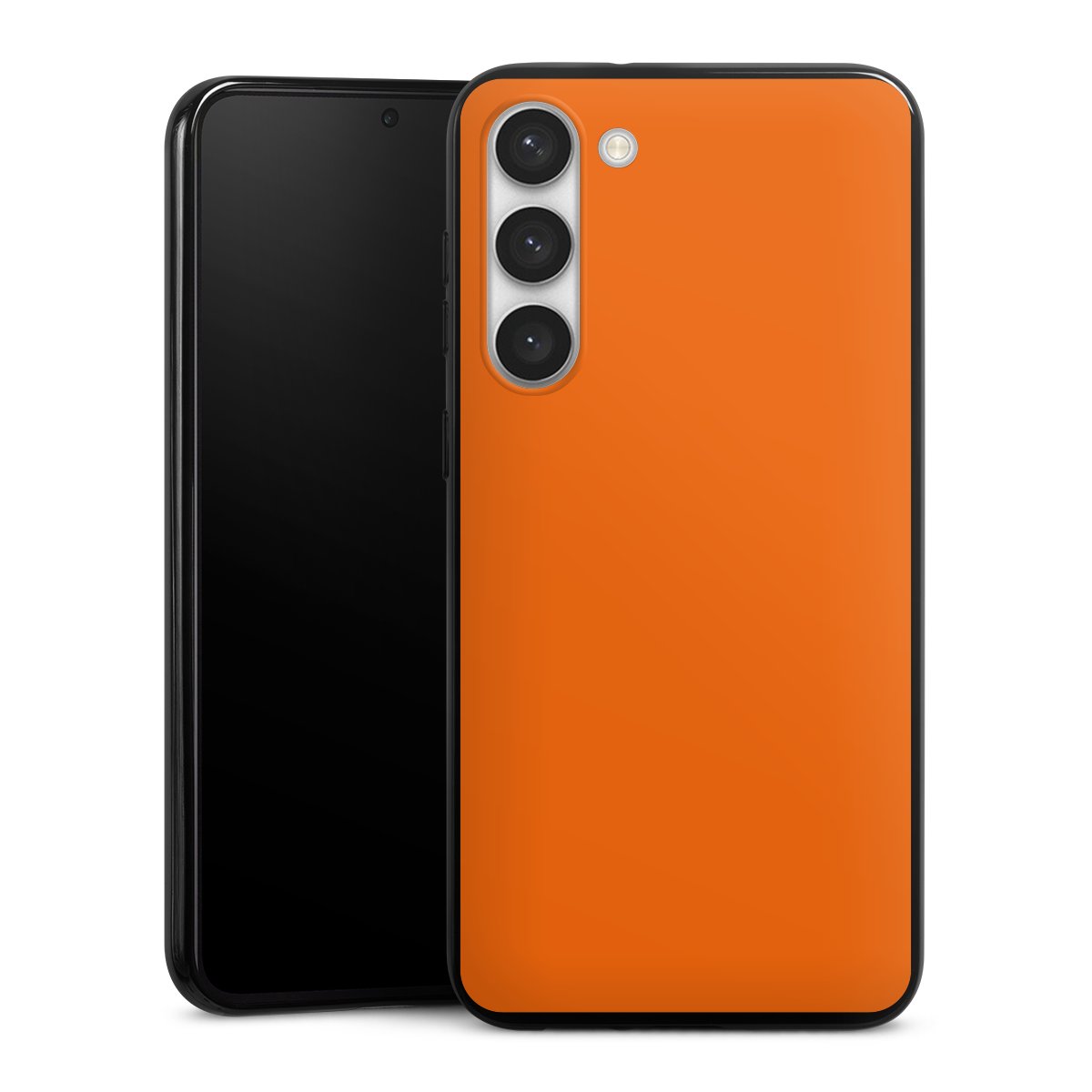 Galaxy S23+ Handy Silikon Hülle Case schwarz Handyhülle Orange Colour Unicoloured