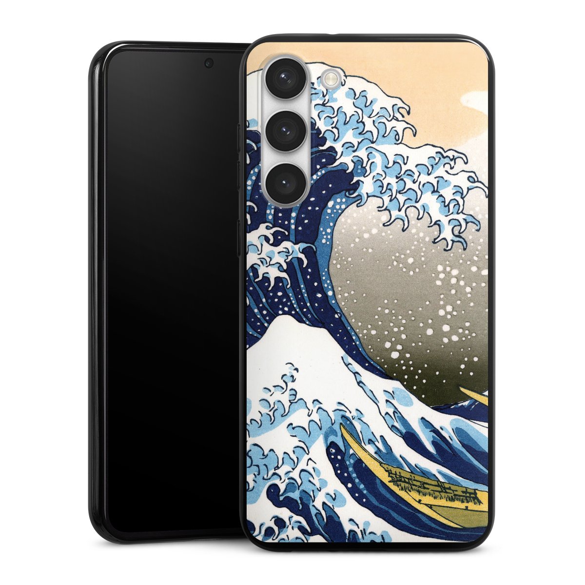 Galaxy S23+ Handy Silikon Hülle Case schwarz Handyhülle Kunst Katsushika Hokusai Die Große Welle Vor Kanagawa