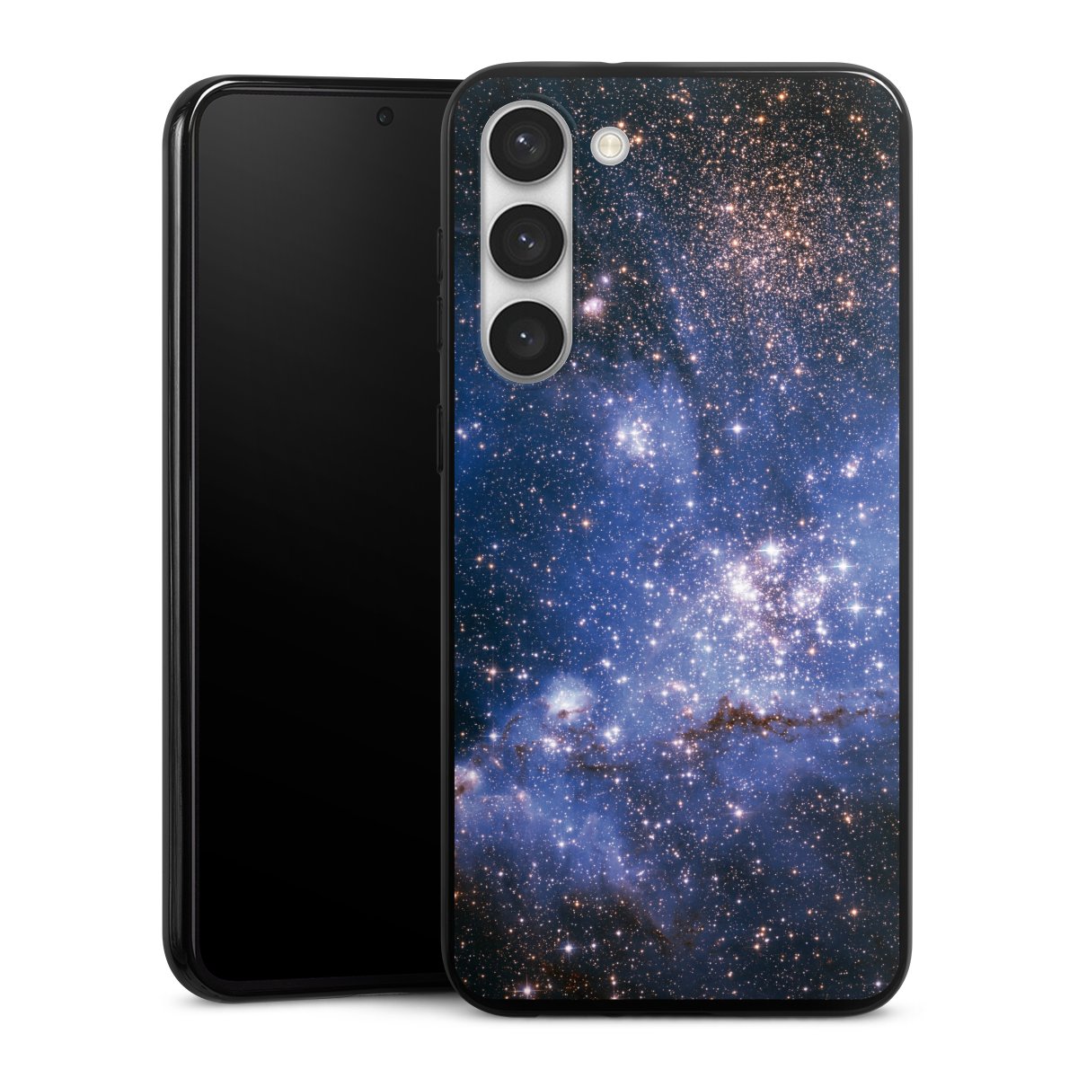 Galaxy S23+ Handy Silikon Hülle Case schwarz Handyhülle Weltall Galaxy Weltraum