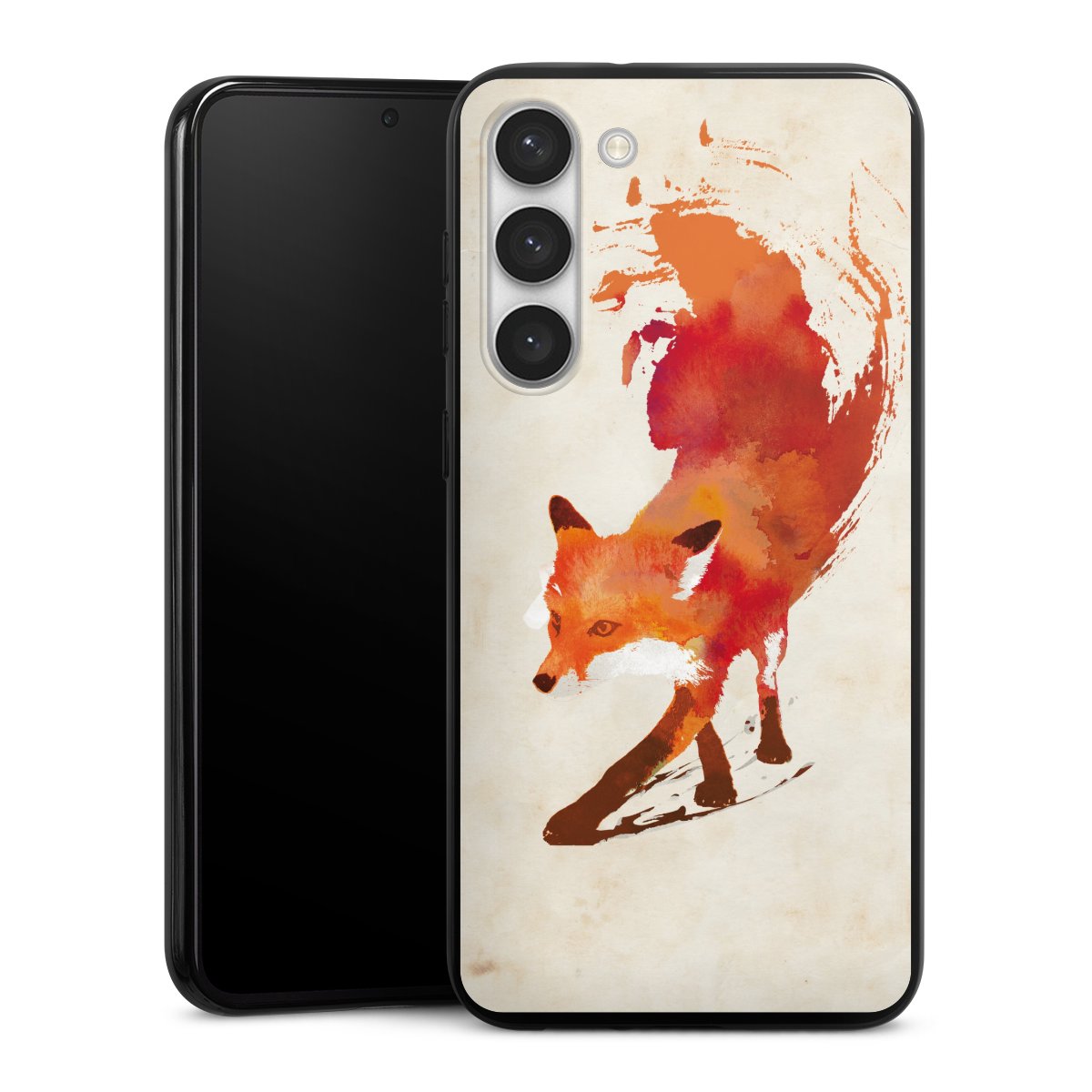 Galaxy S23+ Handy Silikon Hülle Case schwarz Handyhülle Fox Graphic