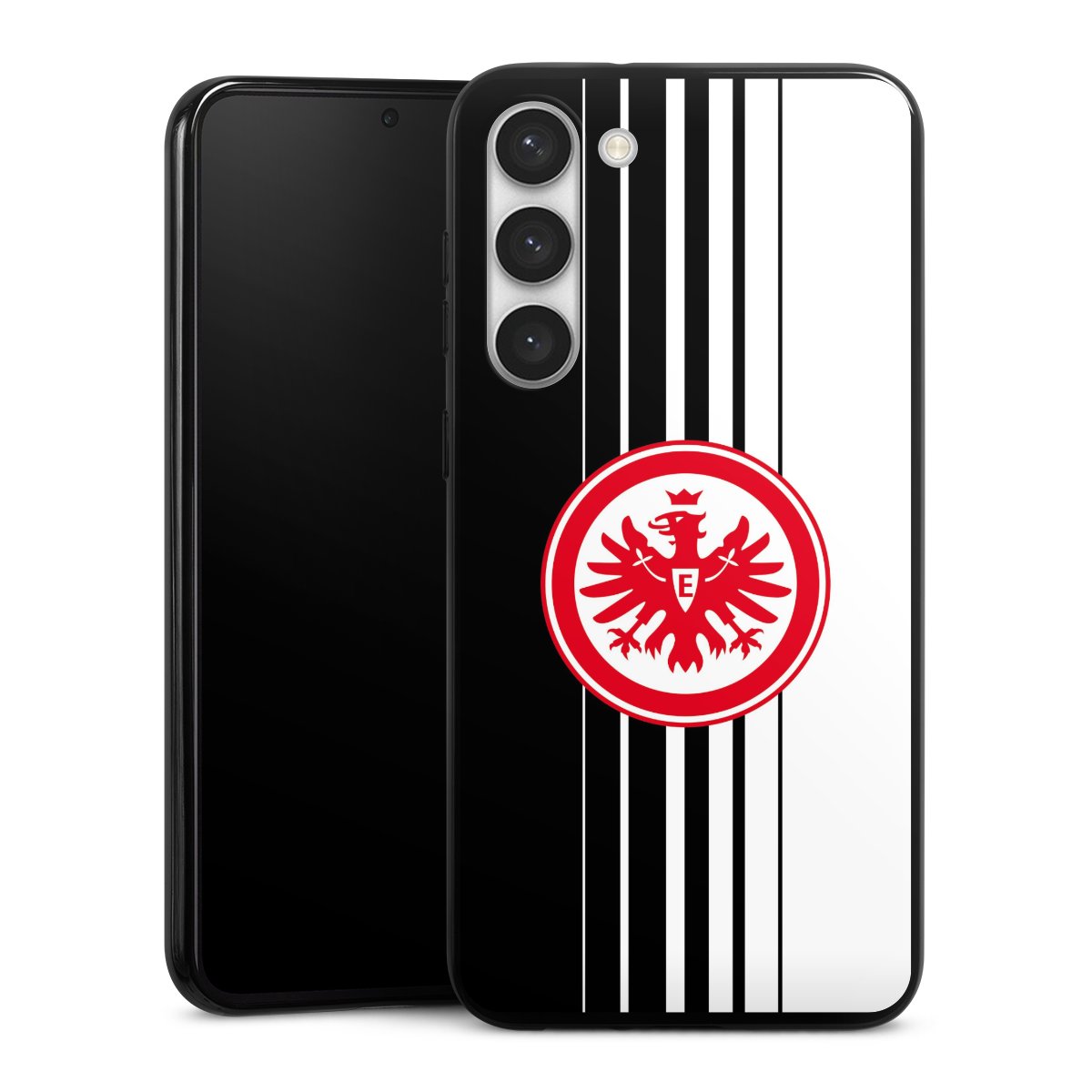 Galaxy S23+ Handy Silikon Hülle Case schwarz Handyhülle Stripes Eintracht Frankfurt Official Licensed Product