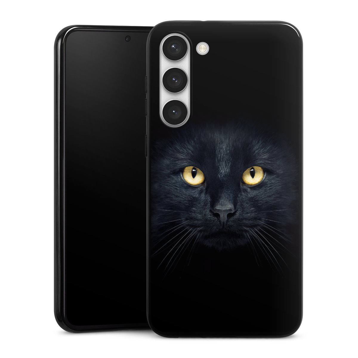 Galaxy S23+ Handy Silikon Hülle Case schwarz Handyhülle Eye Cat Black