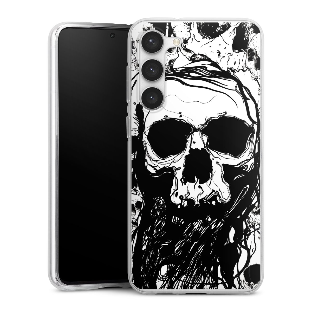 Galaxy S23+ Handy Silikon Hülle Case transparent Handyhülle Totenkopf Halloween Silikon Case