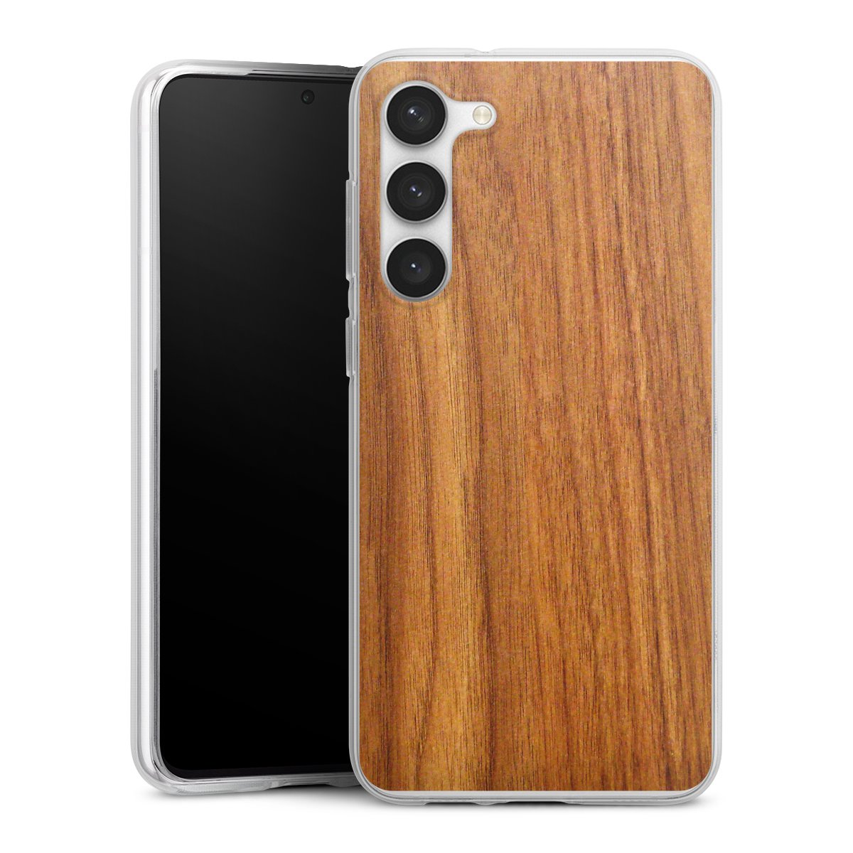 Galaxy S23+ Handy Silikon Hülle Case transparent Handyhülle Wood Larch Wooden Look Silikon Case