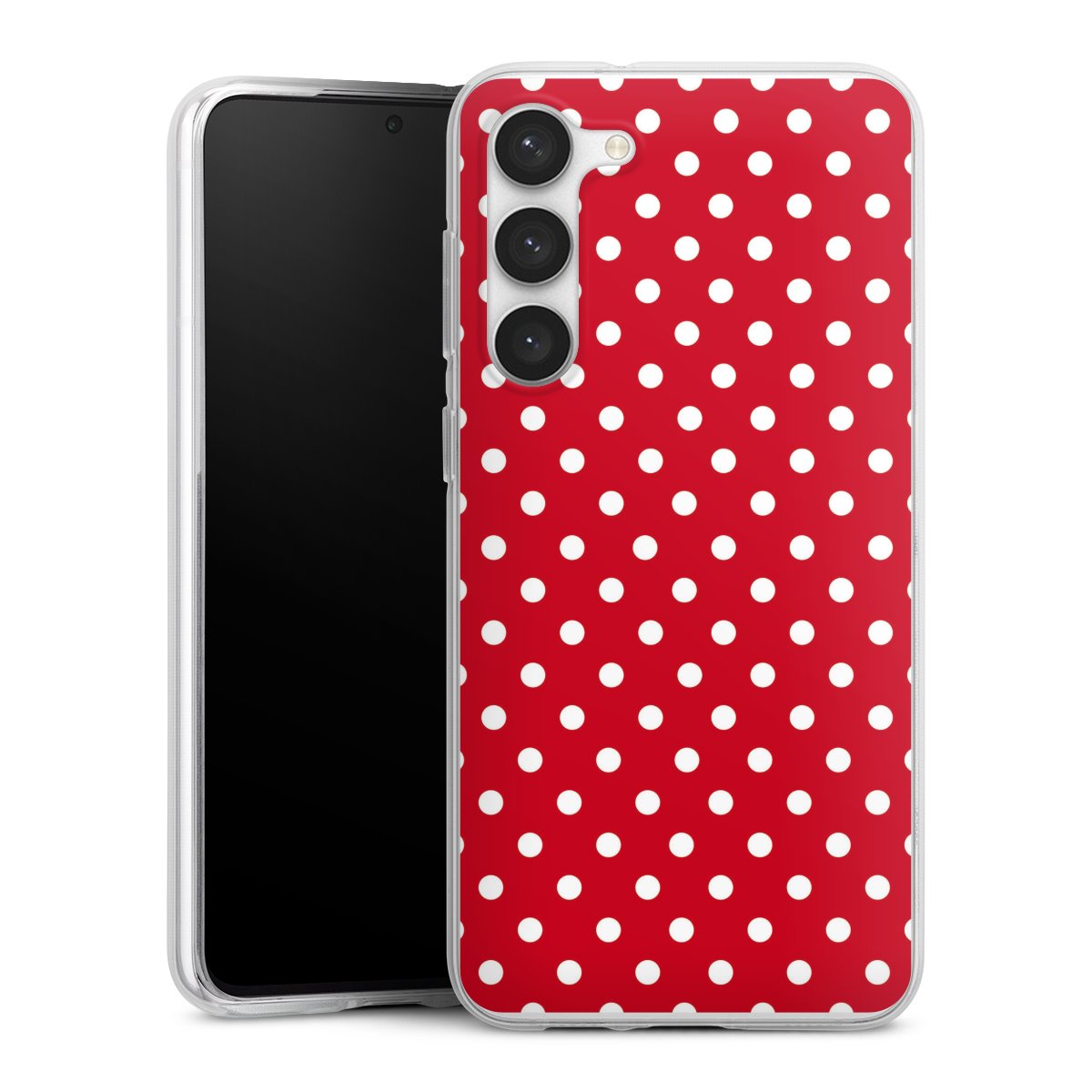 Galaxy S23+ Handy Silikon Hülle Case transparent Handyhülle Points Polka Dots Retro Silikon Case