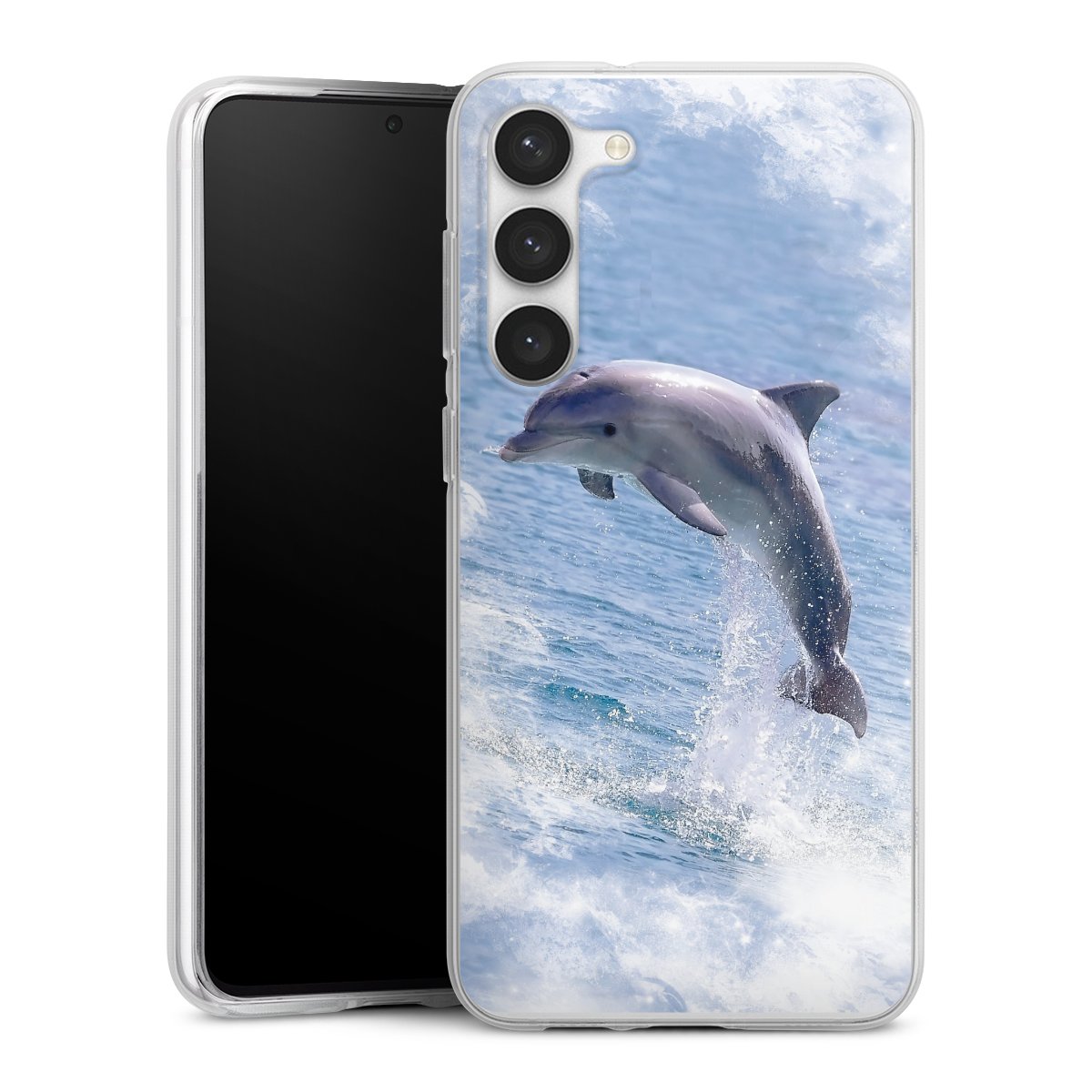 Galaxy S23+ Handy Silikon Hülle Case transparent Handyhülle Dolphin Ocean Wale Silikon Case