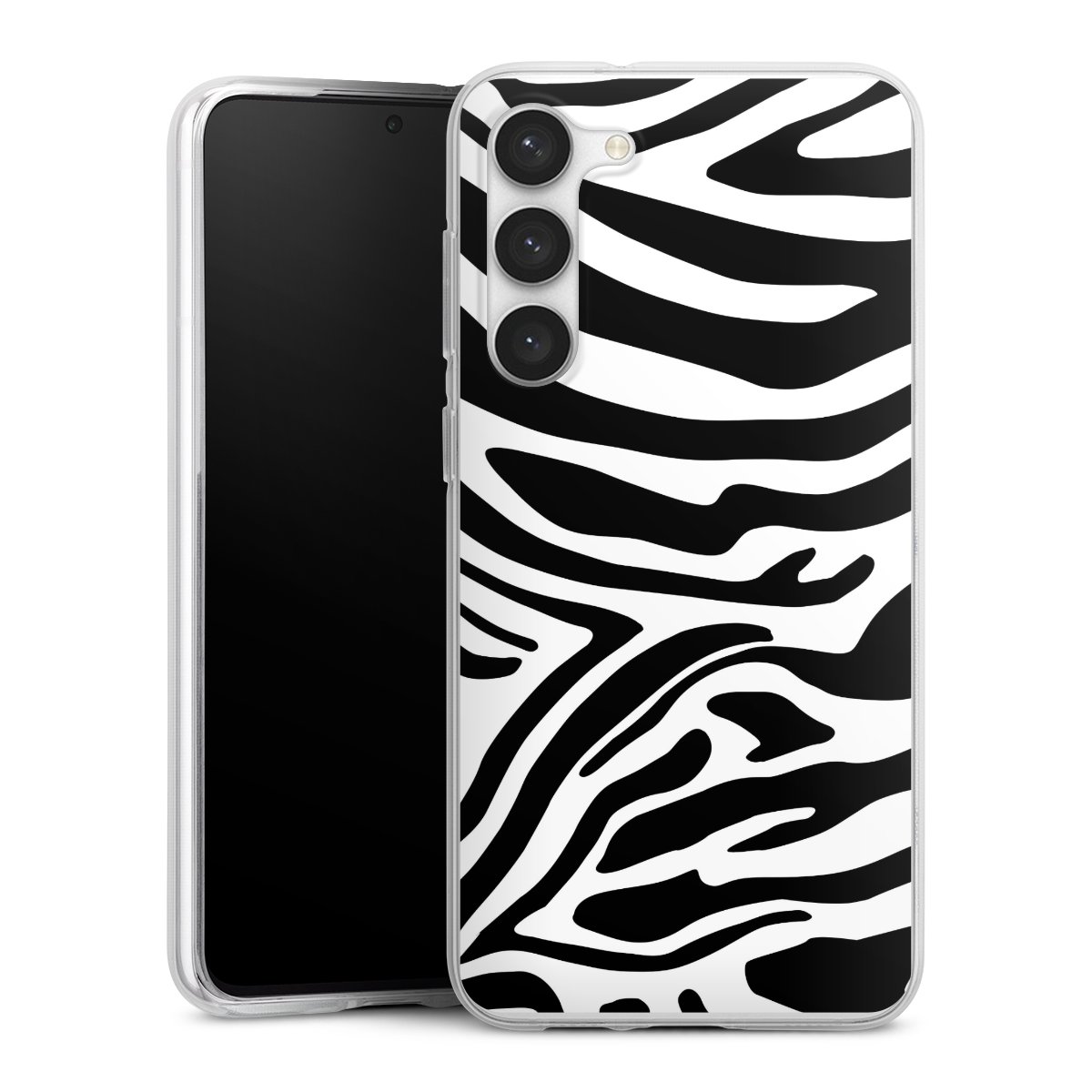 Galaxy S23+ Handy Silikon Hülle Case transparent Handyhülle Zebra Animal Look Animal Print Silikon Case