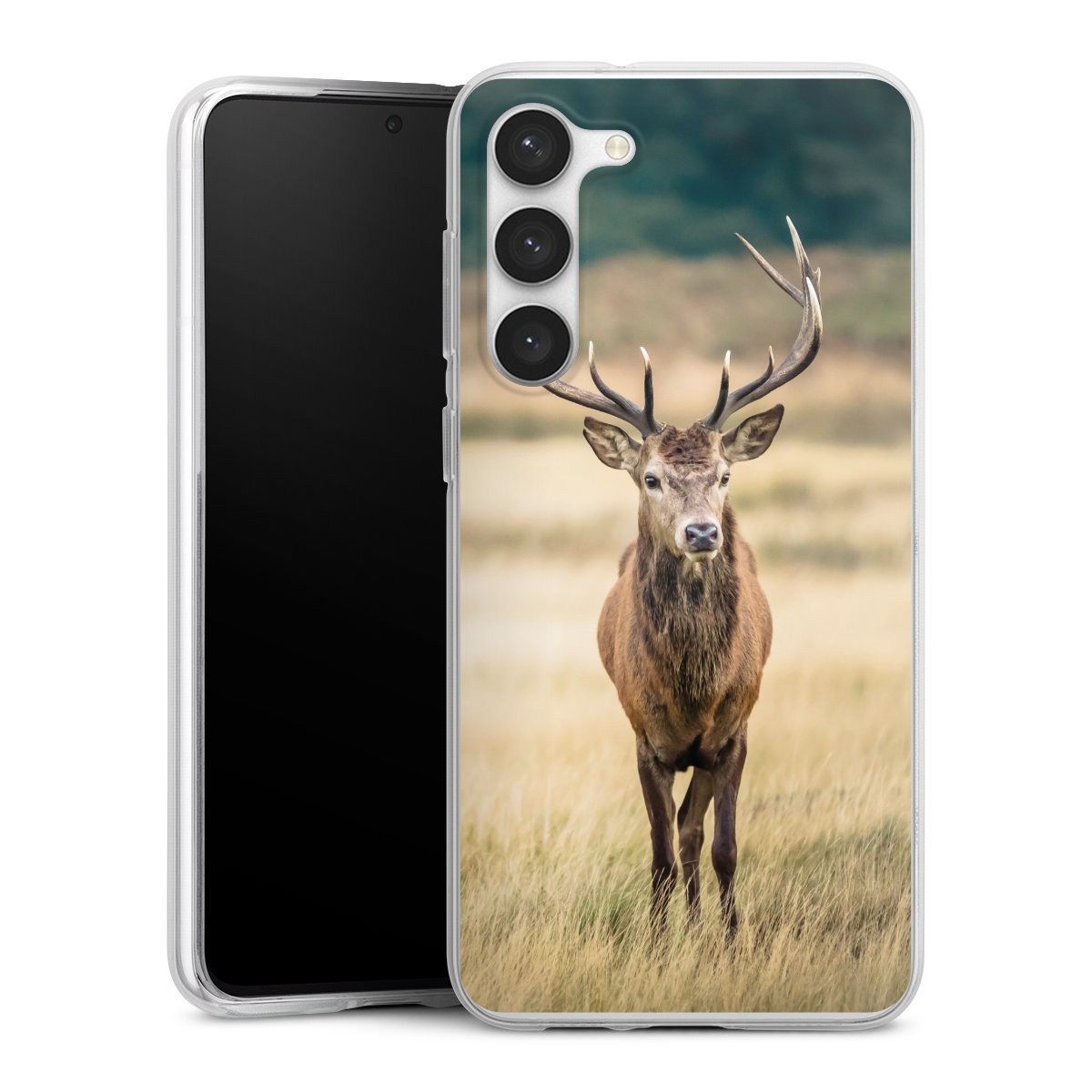 Galaxy S23+ Handy Silikon Hülle Case transparent Handyhülle Deer Meadow Forrest Silikon Case