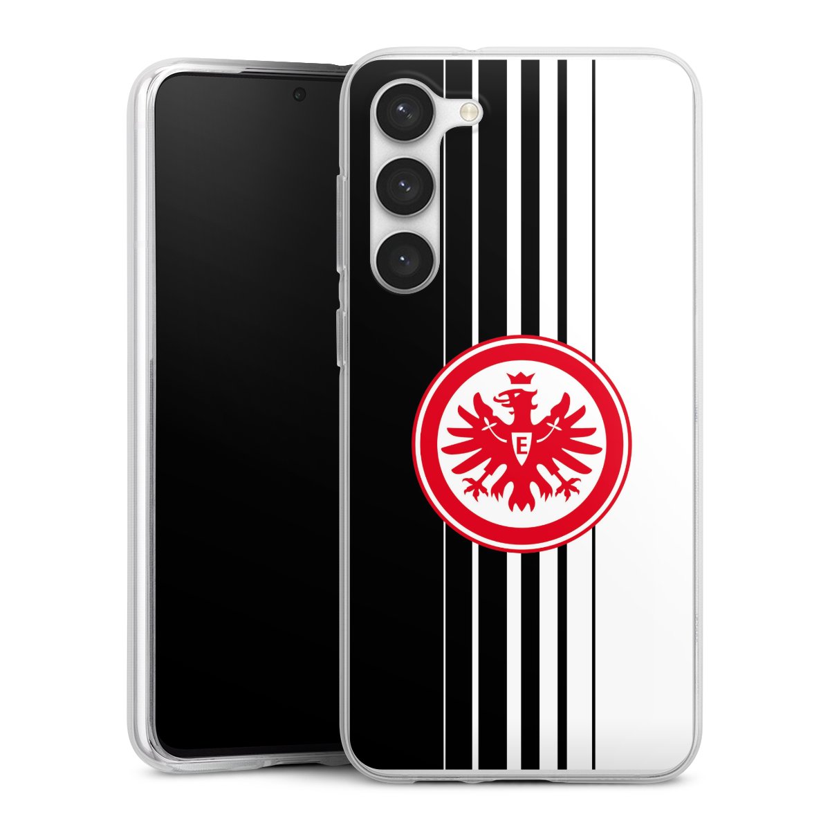 Galaxy S23+ Handy Silikon Hülle Case transparent Handyhülle Stripes Eintracht Frankfurt Official Licensed Product Silikon Case