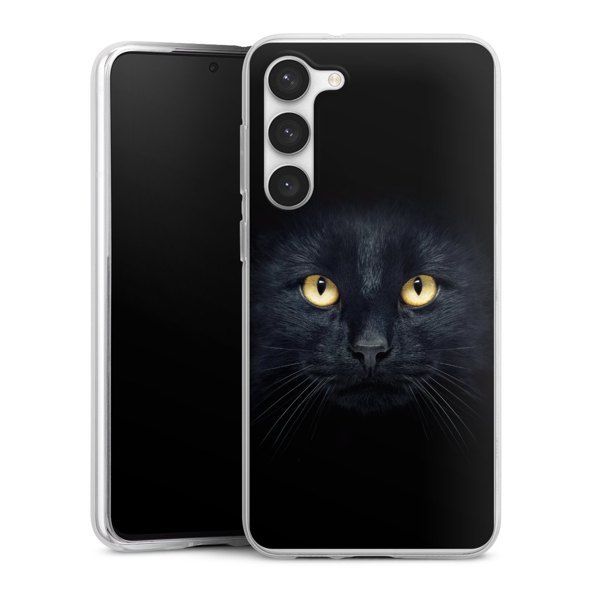 Galaxy S23+ Handy Silikon Hülle Case transparent Handyhülle Eye Cat Black Silikon Case