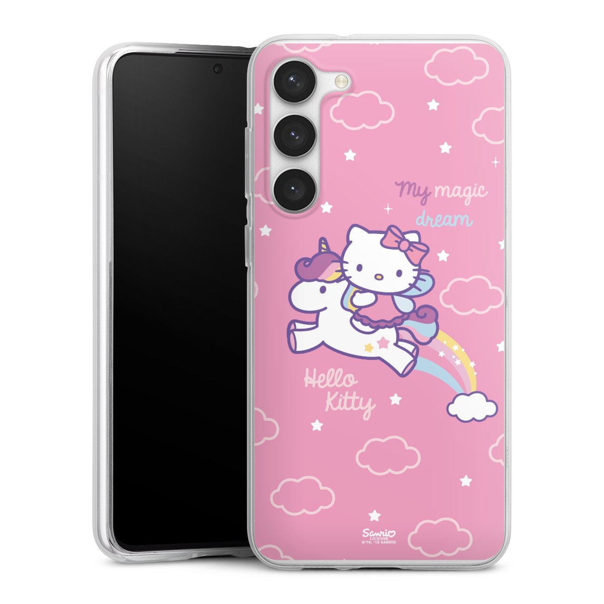 Galaxy S23+ Handy Silikon Hülle Case transparent Handyhülle Einhorn Official Licensed Product Hello Kitty Silikon Case