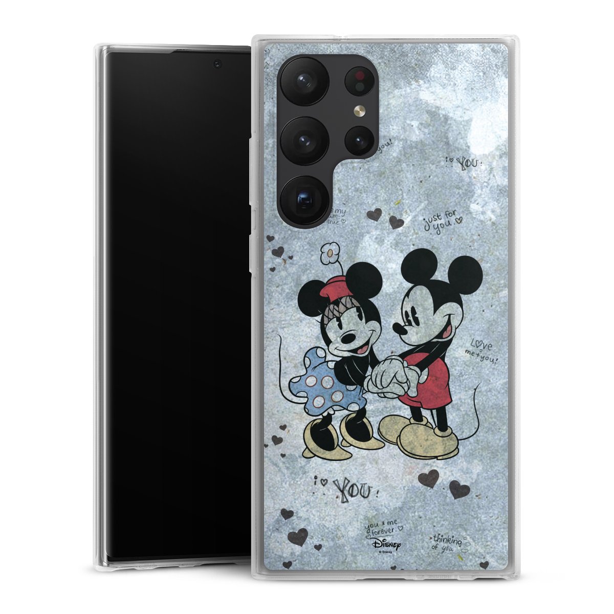 Galaxy S23 Ultra Handy Silikon Hülle Case transparent Handyhülle Mickey & Minnie Mouse Vintage Disney Silikon Case