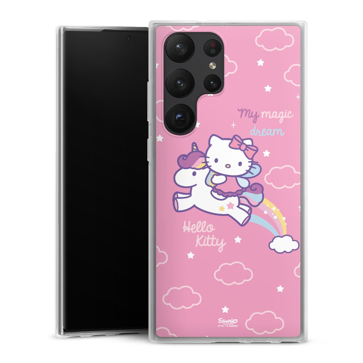 Galaxy S23 Ultra Handy Silikon Hülle Case transparent Handyhülle Einhorn Official Licensed Product Hello Kitty Silikon Case