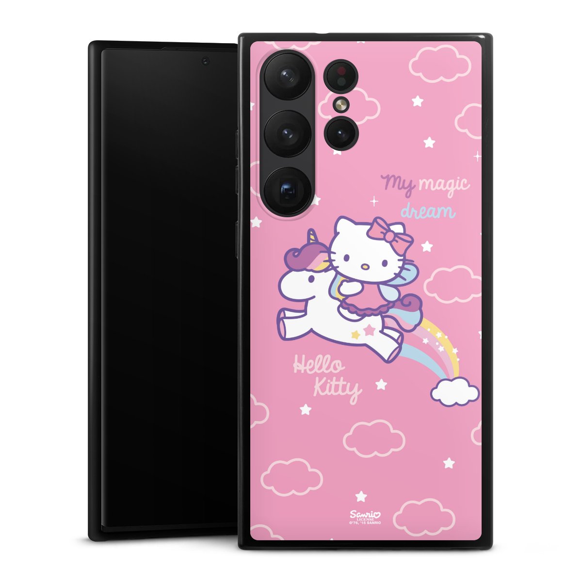 Galaxy S23 Ultra Handy Silikon Hülle Case schwarz Handyhülle Einhorn Official Licensed Product Hello Kitty