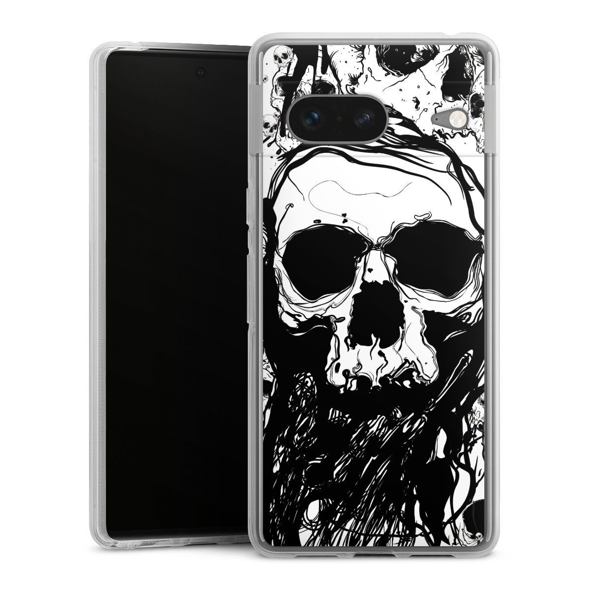 Google Pixel 7 Handy Silikon Hülle Case transparent Handyhülle Totenkopf Halloween Silikon Case