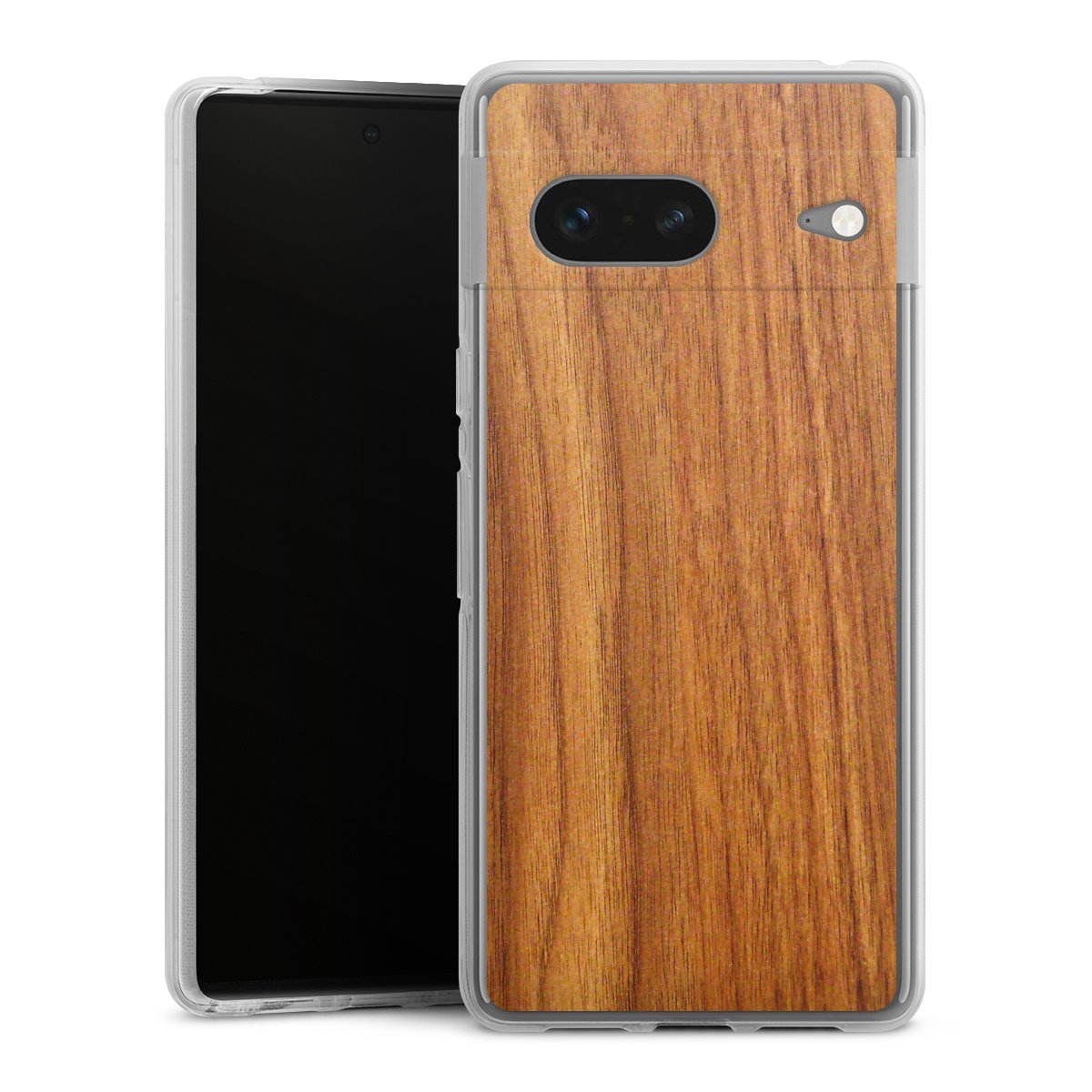 Google Pixel 7 Handy Silikon Hülle Case transparent Handyhülle Wood Larch Wooden Look Silikon Case