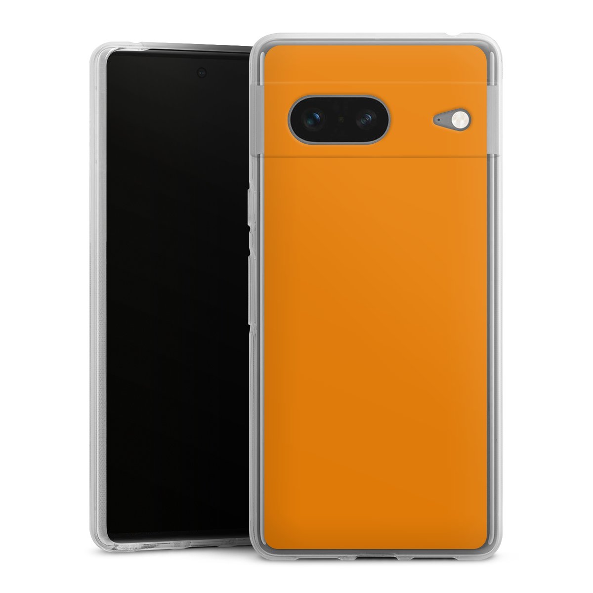 Google Pixel 7 Handy Silikon Hülle Case transparent Handyhülle Unicoloured Colour Orange Silikon Case