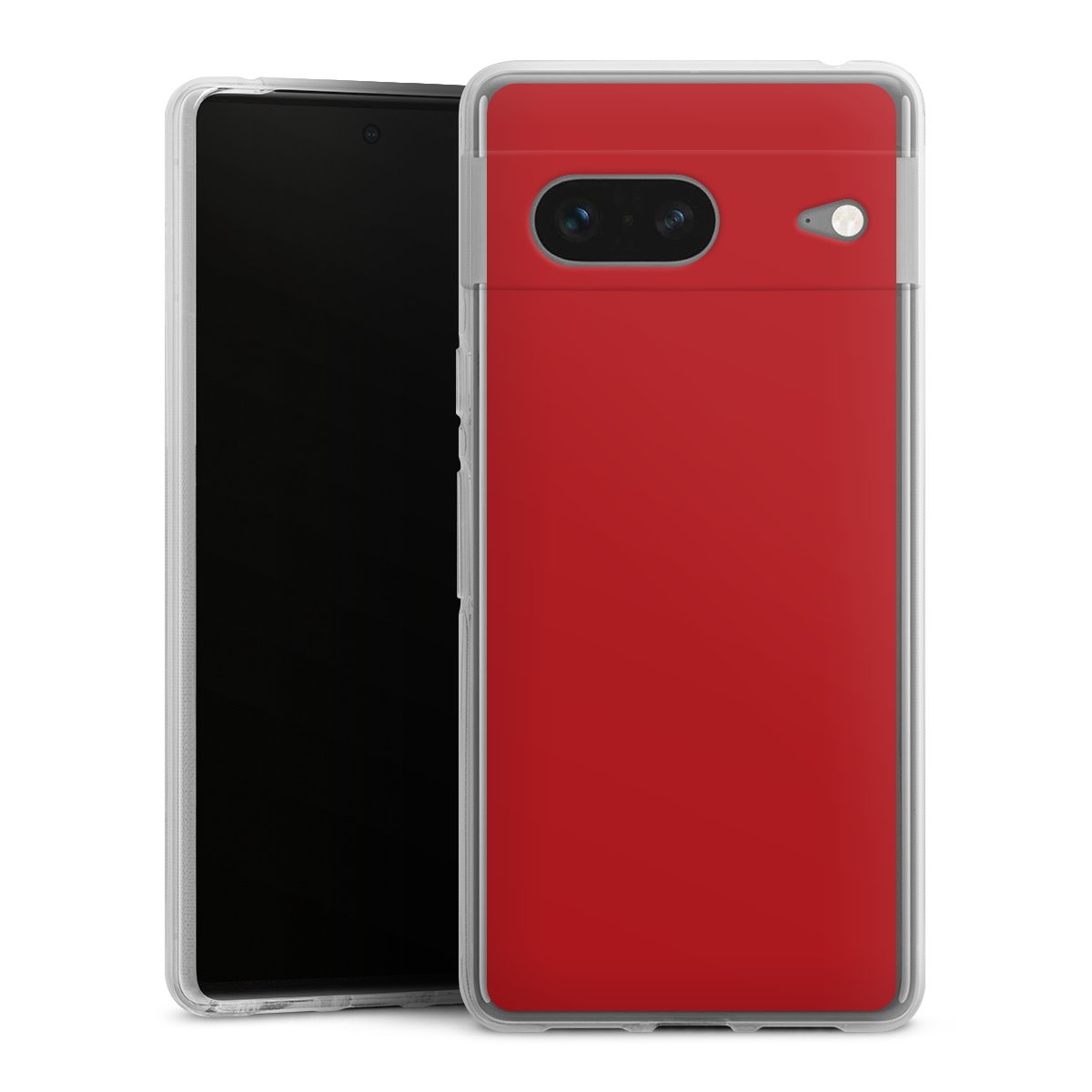 Google Pixel 7 Handy Silikon Hülle Case transparent Handyhülle Colour Unicoloured Red Silikon Case