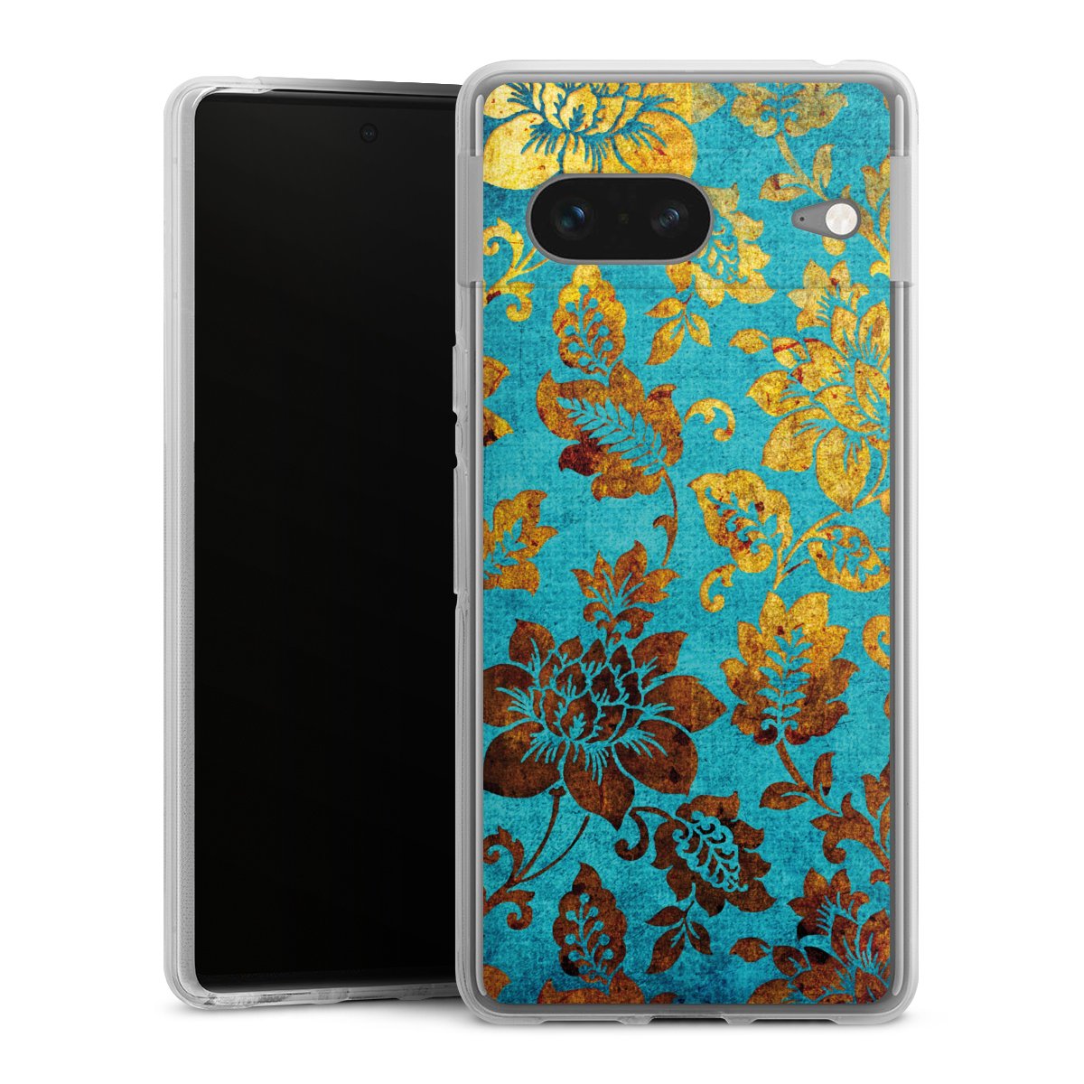 Google Pixel 7 Handy Silikon Hülle Case transparent Handyhülle Ornament Vintage Flowers Silikon Case