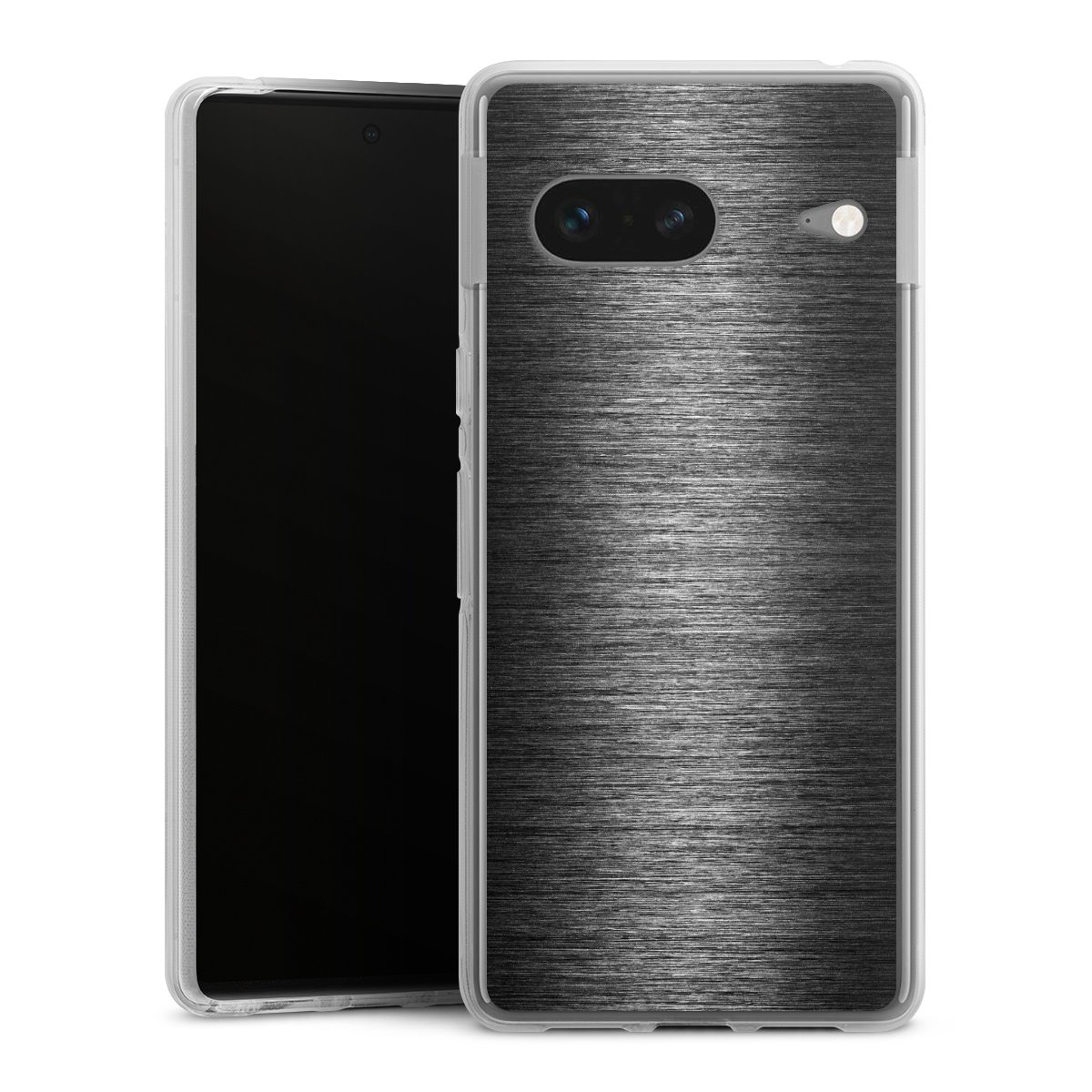 Google Pixel 7 Handy Silikon Hülle Case transparent Handyhülle Metallic Look Anthracite Metal Silikon Case