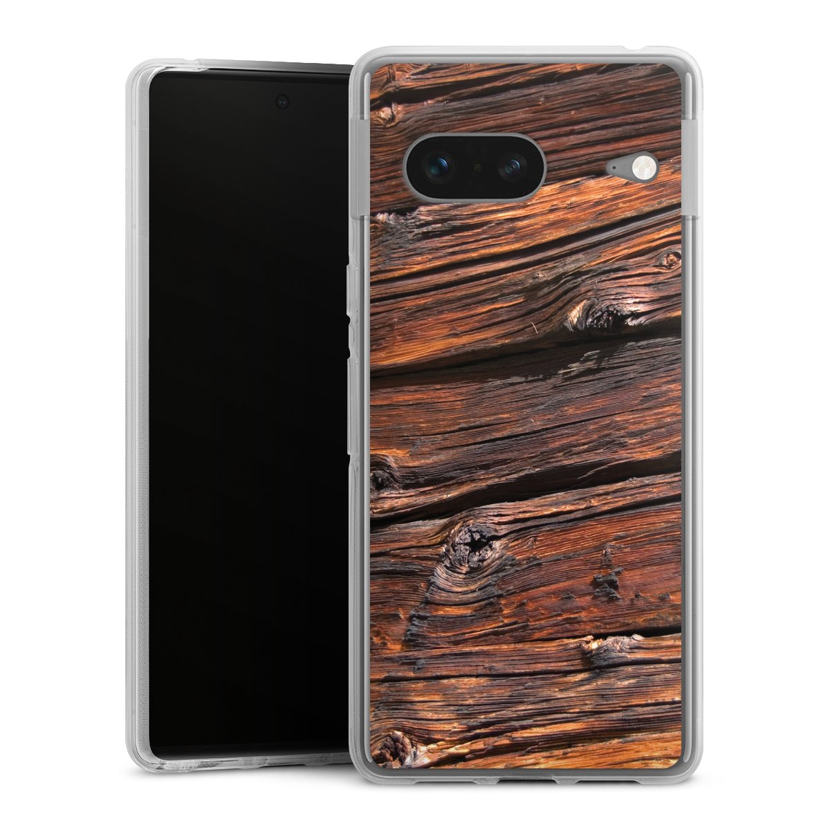 Google Pixel 7 Handy Silikon Hülle Case transparent Handyhülle Beams Wooden Look Wood Silikon Case