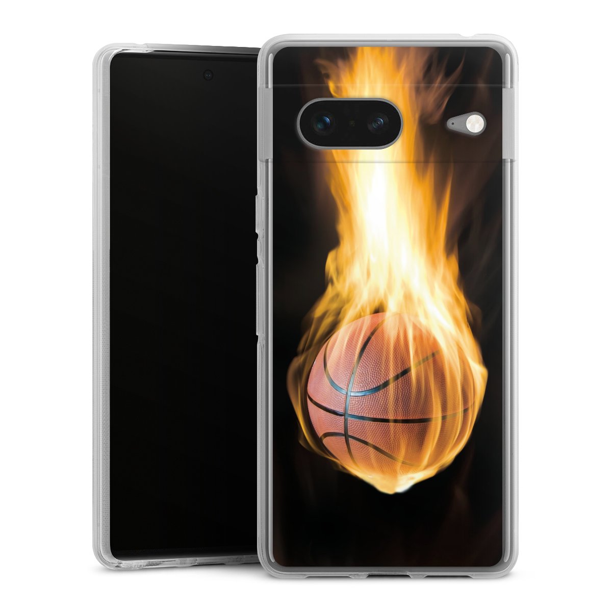 Google Pixel 7 Handy Silikon Hülle Case transparent Handyhülle Basketball Sports Fire Silikon Case