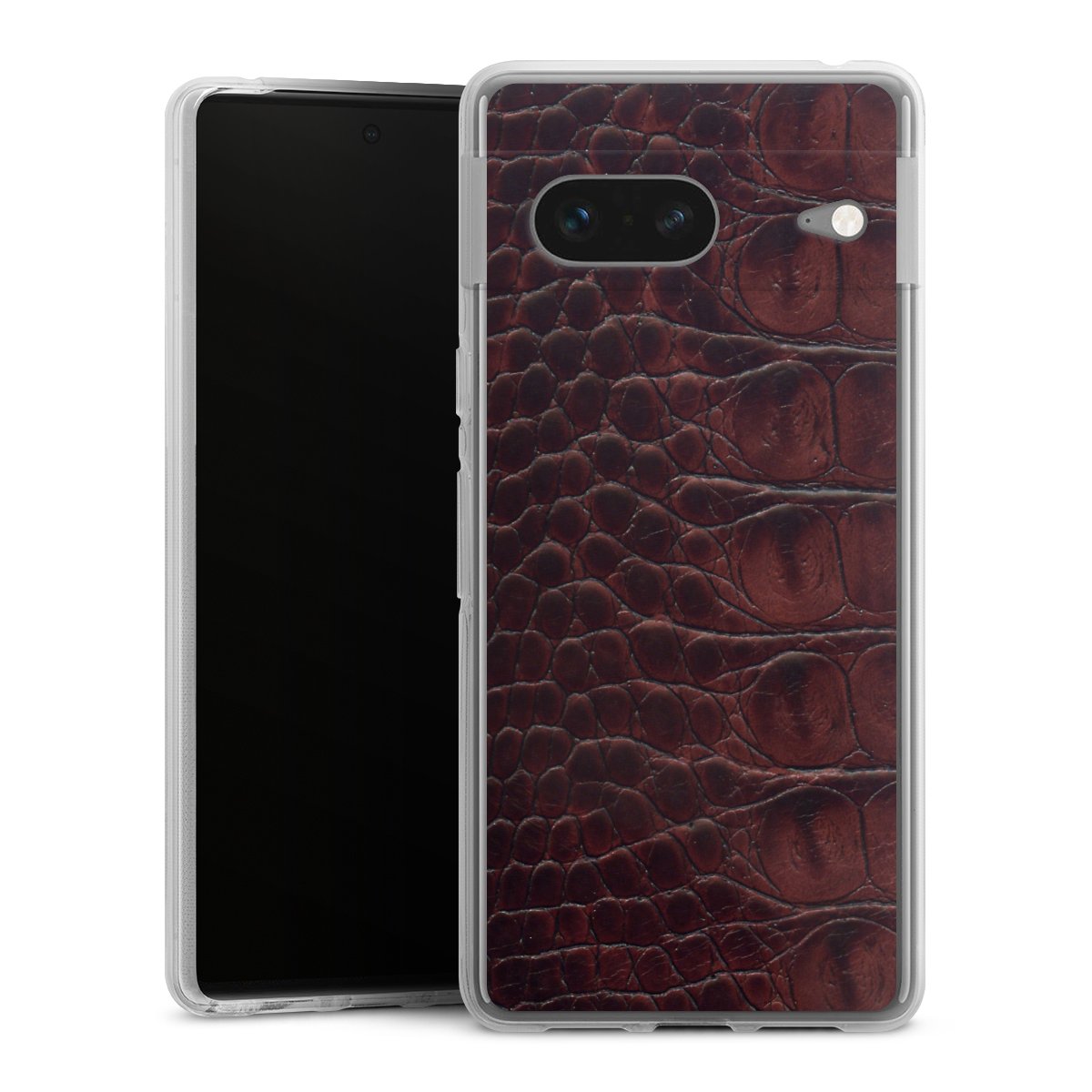 Google Pixel 7 Handy Silikon Hülle Case transparent Handyhülle Crocodile Animal Print Leather Silikon Case