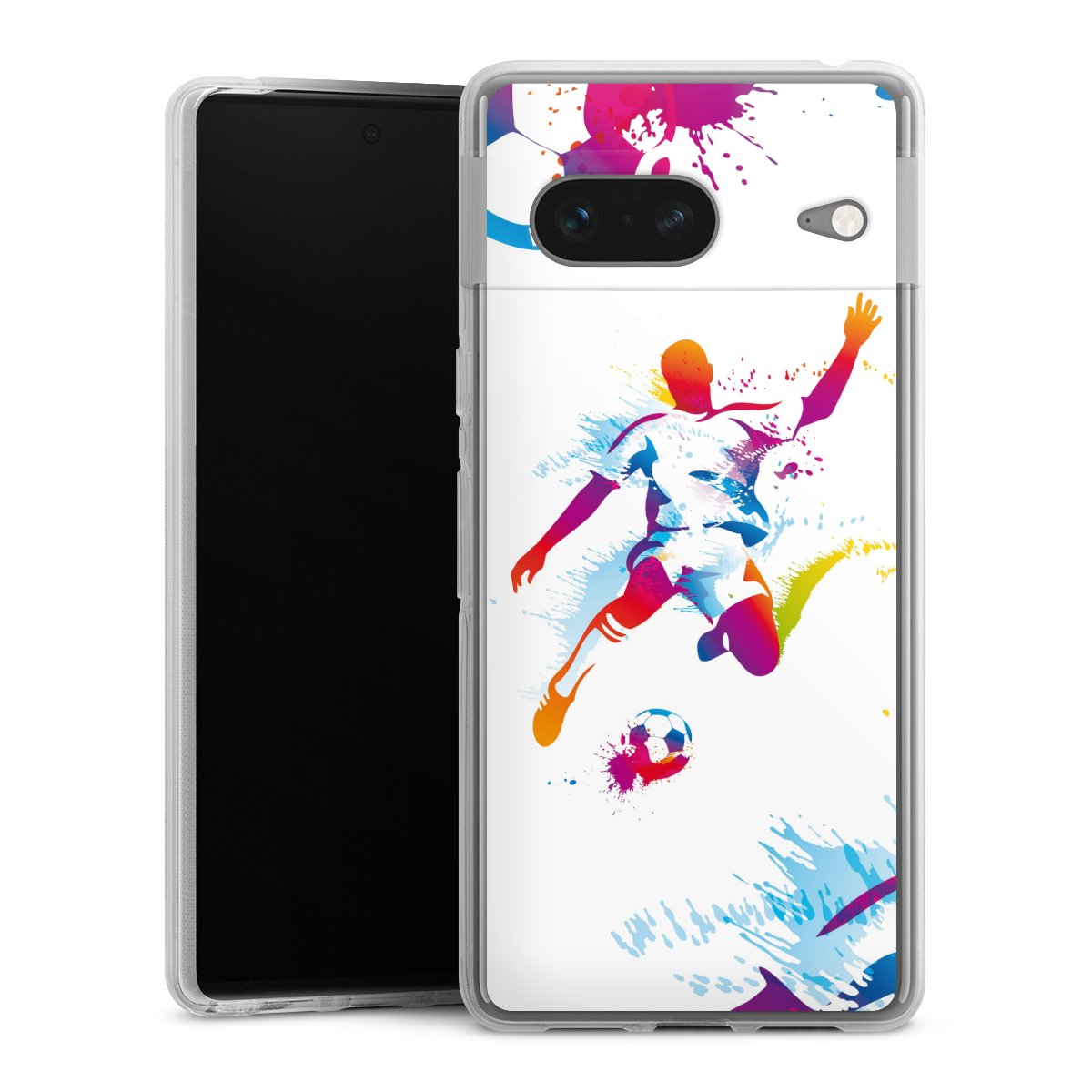 Google Pixel 7 Handy Silikon Hülle Case transparent Handyhülle Sports Soccer Muster Silikon Case