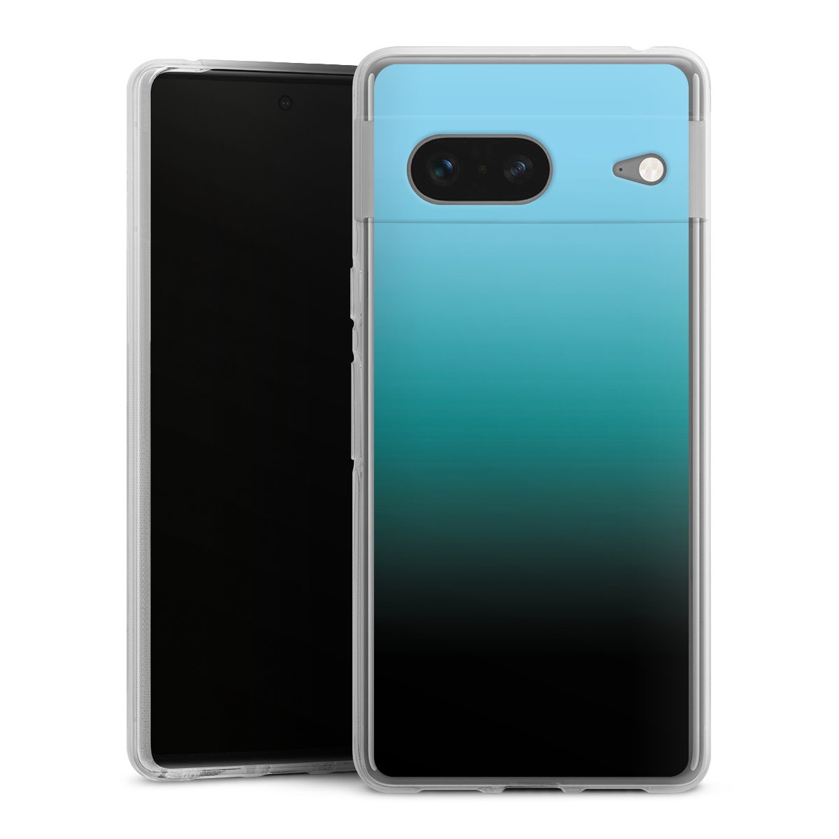 Google Pixel 7 Handy Silikon Hülle Case transparent Handyhülle Ombre Two-Tone Black Silikon Case