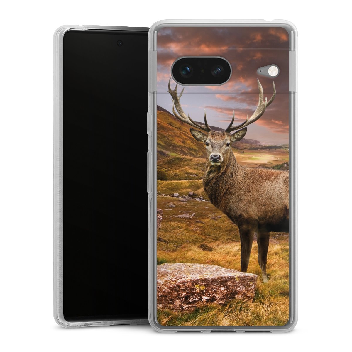 Google Pixel 7 Handy Silikon Hülle Case transparent Handyhülle Meadow Mountain Deer Silikon Case