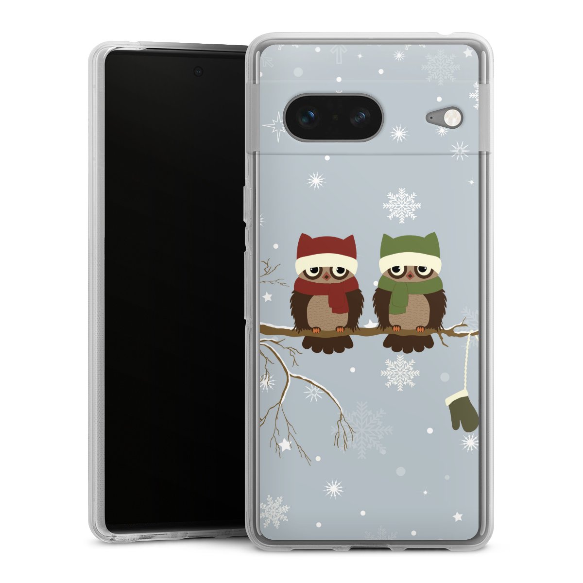 Google Pixel 7 Handy Silikon Hülle Case transparent Handyhülle Owl Winter Christmas Silikon Case