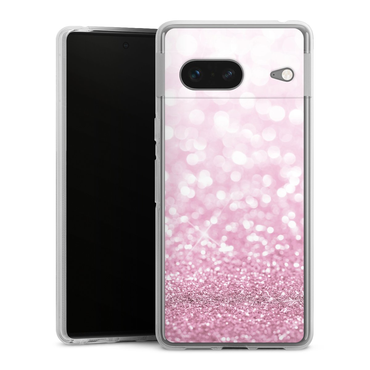 Google Pixel 7 Handy Silikon Hülle Case transparent Handyhülle Glitzer Pink Shine Silikon Case