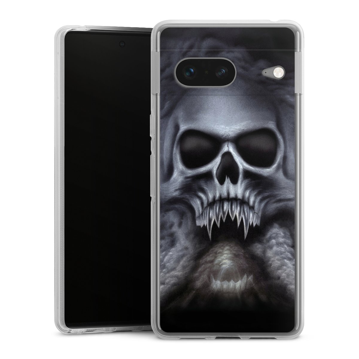 Google Pixel 7 Handy Silikon Hülle Case transparent Handyhülle Totenkopf Skull Silikon Case